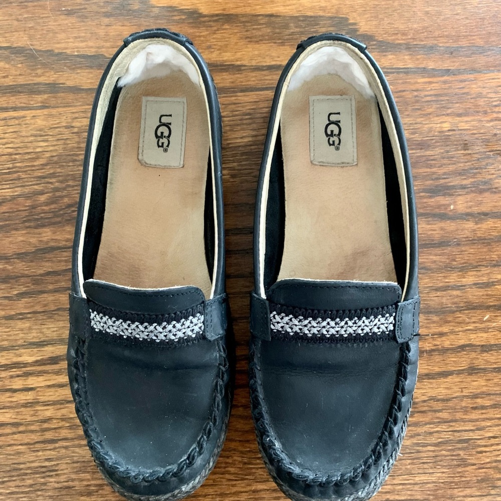 UGG Womens Black Slip On Loafer Shoes